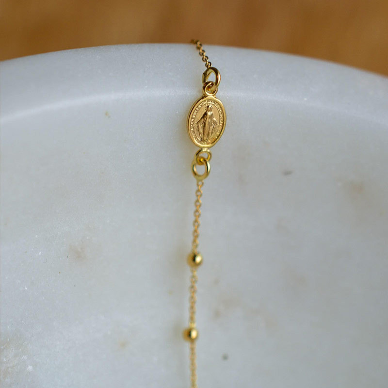 Pulsera Dizainier Miraculosa y Cruz Oro Amarillo 18K - Laudate