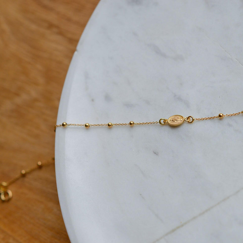 Bracelet Dizainier Miraculeuse et Croix Or Jaune 18 Carats -  Laudate