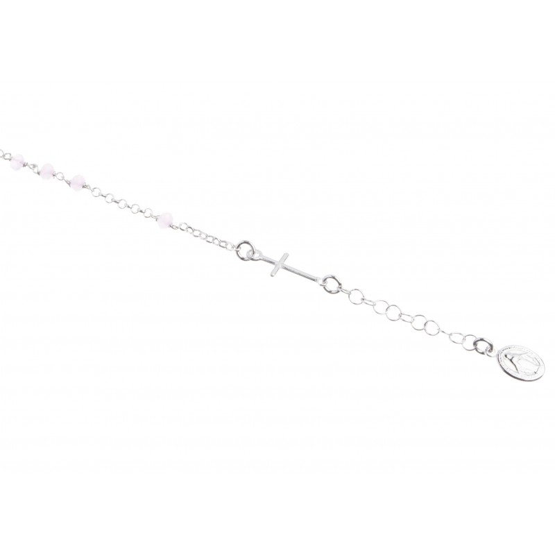 Dizainier argent et perles rose pâle Dizainier argent et perles rose pâle