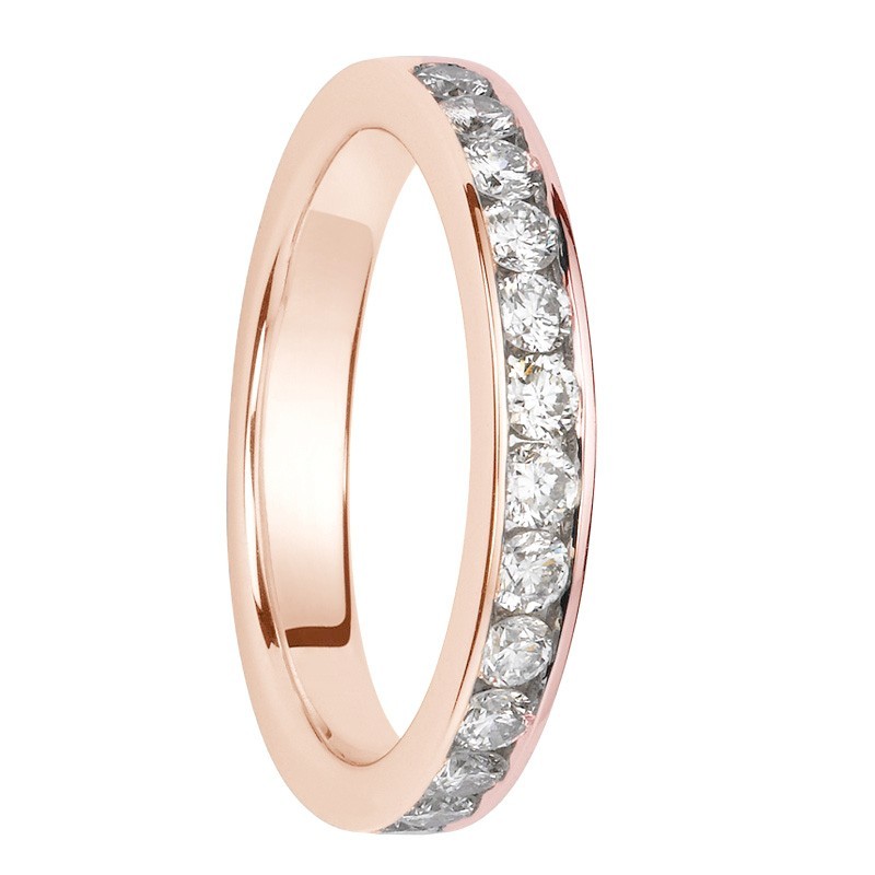 Alliance diamants sertis rails or rose Demi Tour 0,65 carats Alliance diamants sertis rails or rose Demi Tour 0,65 carats