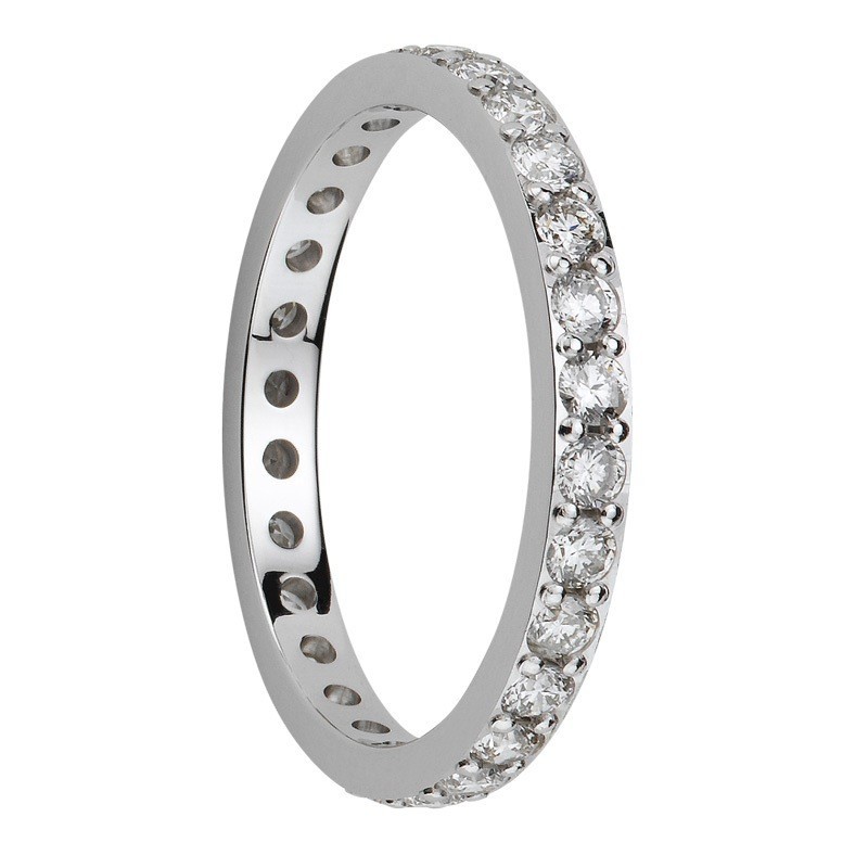 Alliance diamants sertis griffes or gris palladié Tour Complet 2,1mm Alliance diamants sertis griffes or gris palladié Tour Complet 2,1mm