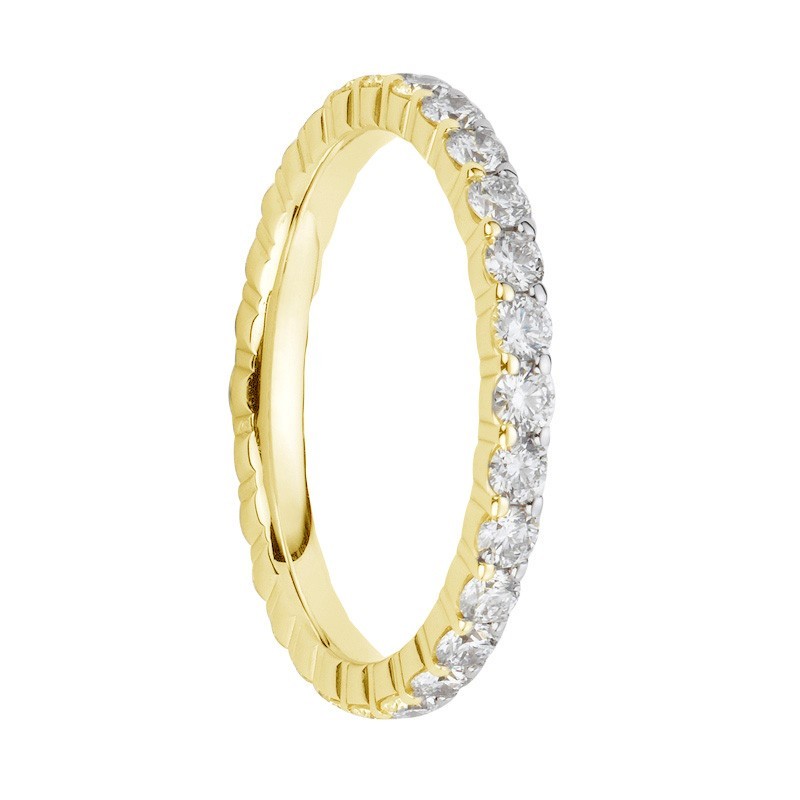 Alliances en diamants griffes or jaune Tour complet 1,1 carat Alliances en diamants griffes or jaune Tour complet 1,1 carat