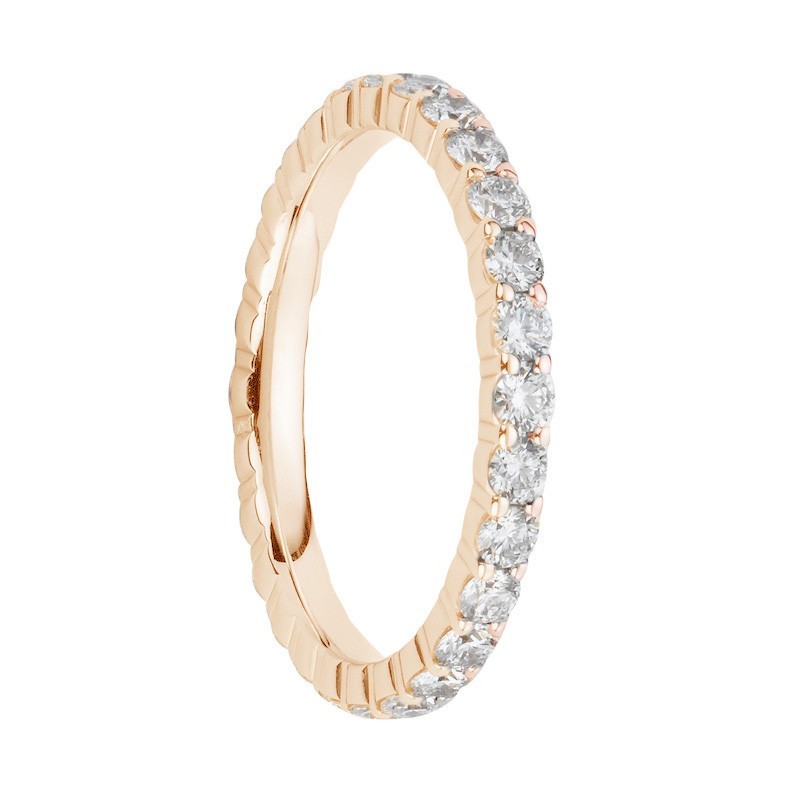 Alliances en diamants griffes or rose Tour complet 1,1 carat Alliances en diamants griffes or rose Tour complet 1,1 carat