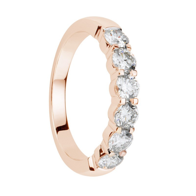 Alliance diamants griffes or rose demi tour 0,63 carats Alliance diamants griffes or rose demi tour 0,63 carats
