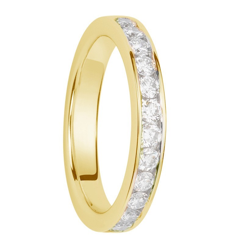 Alliance diamants sertis rails or jaune Demi Tour 0,49 carats Alliance diamants sertis rails or jaune Demi Tour 0,49 carats