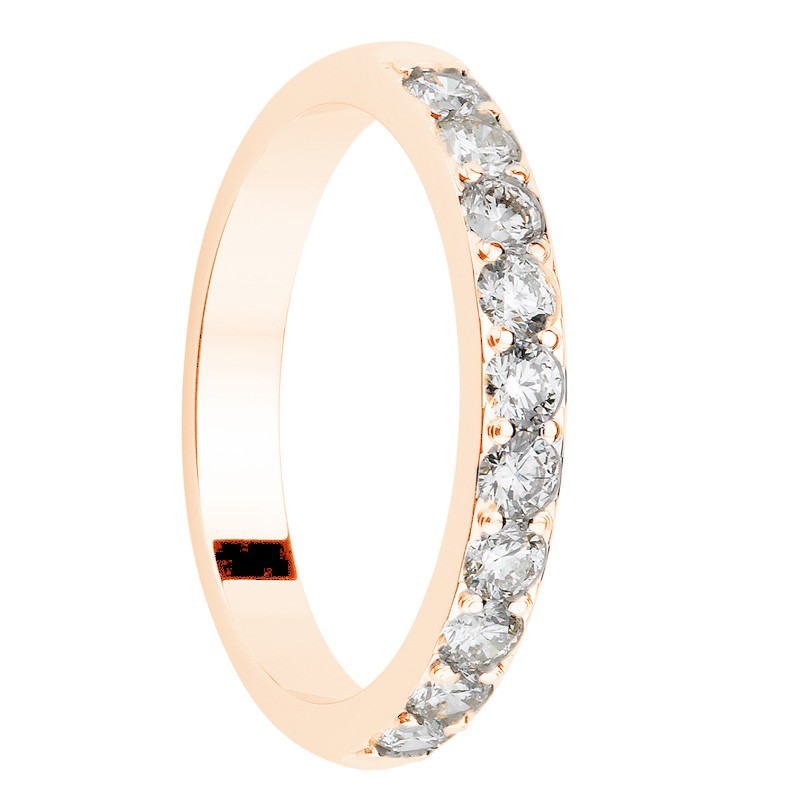 Alliance diamants sertis griffes or rose Demi Tour 0,5 carats Alliance diamants sertis griffes or rose Demi Tour 0,5 carats