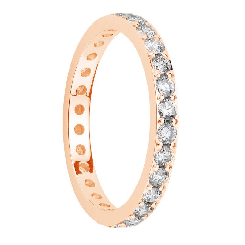 Alliance diamants sertis griffes or rose Tour Complet 2,1mm Alliance diamants sertis griffes or rose Tour Complet 2,1mm