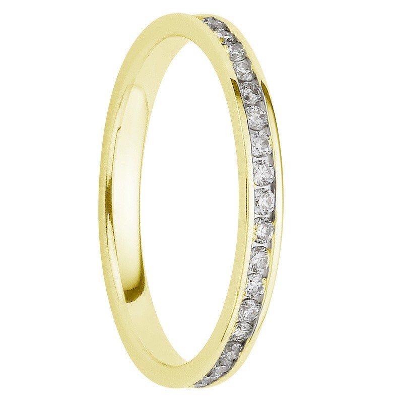 Alliance diamants sertis rails or jaune tour complet 0,45 carats Alliance diamants sertis rails or jaune tour complet 0,45 carats