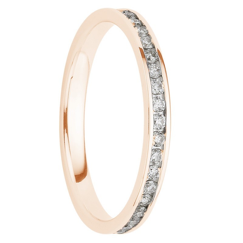 Alliance diamants sertis rails or rose tour complet 0,45 carats Alliance diamants sertis rails or rose tour complet 0,45 carats