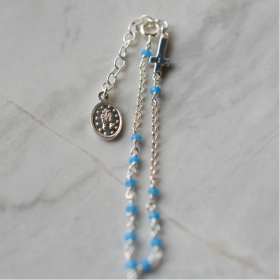 Bracelet Dizainier en argent massif 925 et ses perles bleues