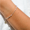 Bracelet Dizainier en argent massif et perles de couleur rose pâle