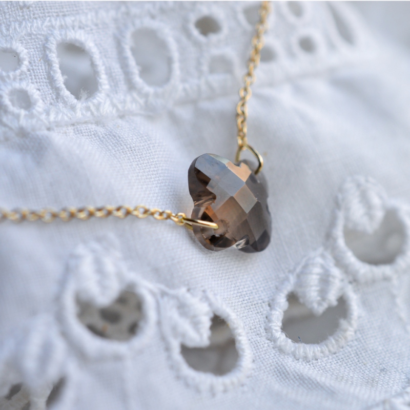 Bracelet Trèfle Quartz Fumé Marron