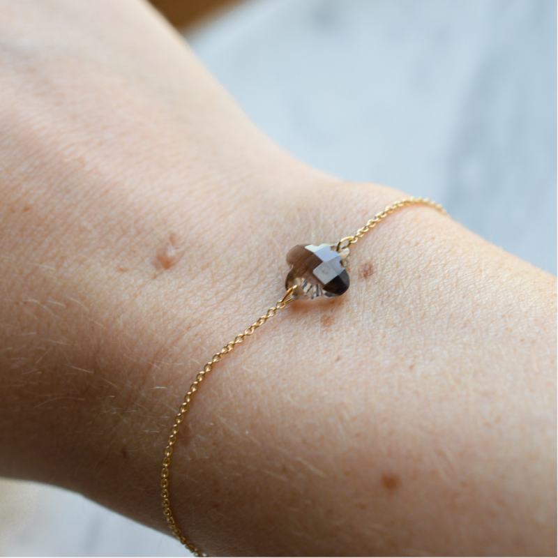Bracelet Trèfle Quartz Fumé Marron Bracelet Trèfle Quartz Fumé Marron