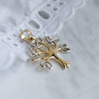 Pendentif arbre de vie ajouré en or jaune et blanc 18 carats - Maison Laudate