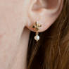 Pendientes de Flores de Lys de Oro de 18 Quilates y Perla Maison Laudate