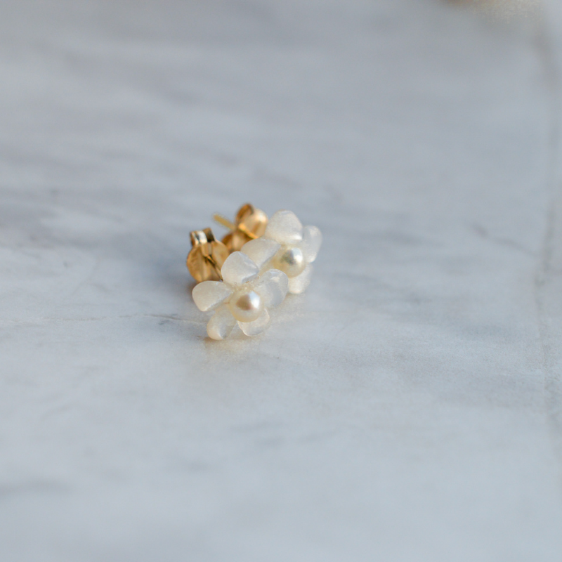 Boucles d'Oreilles Fleur Edelweiss en Or Jaune 18 Carats - Maison Laudate Boucles d'Oreilles Fleur Edelweiss en Or Jaune 18 Carats - Maison Laudate