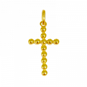 Croix de bapteme perlée or