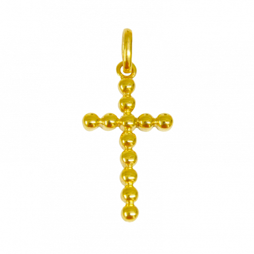 Croix de bapteme perlée or Croix de bapteme perlée or