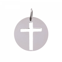 Pendentif de bapteme Croix ajourée argent
