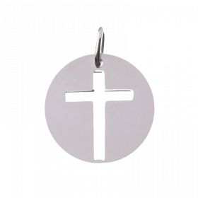Pendentif de bapteme Croix ajourée argent