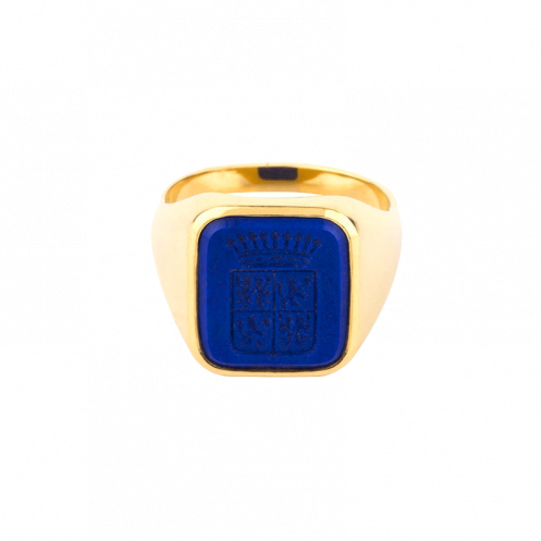 Chevalière sur pierre carrée gravure sur Lapis Chevalière sur pierre carrée gravure sur Lapis