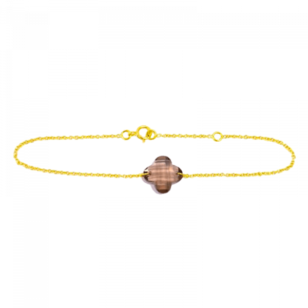 Bracelet Trèfle Quartz Fumé Marron
