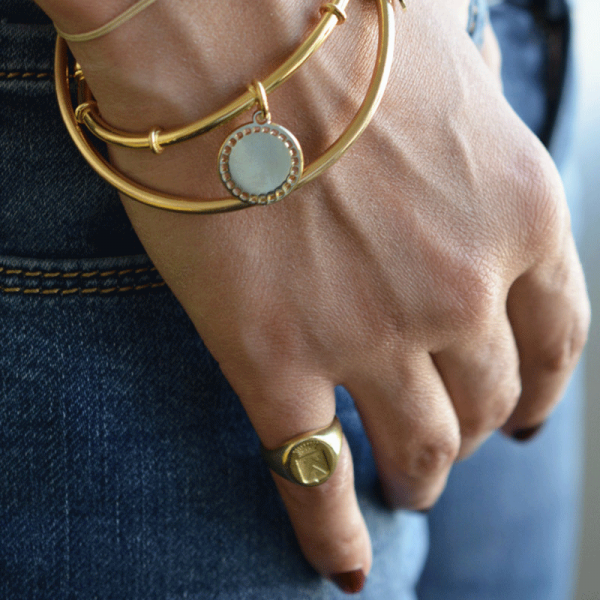 Anillo de sello Mujer Ovale Oro Amarillo 18 Quilates 12x10mm - Maison Laudate