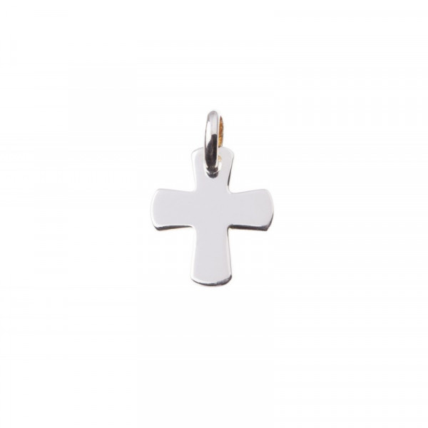 Petit pendentif croix arrondie en argent massif - Maison Laudate Petit pendentif croix arrondie en argent massif - Maison Laudate