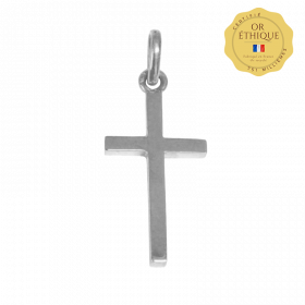 Croix de bapteme Golgotha or blanc