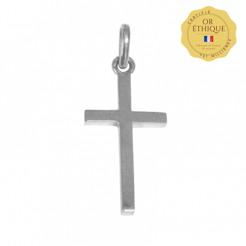 Croix de bapteme Golgotha or blanc Croix de bapteme Golgotha or blanc
