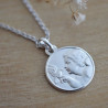 Medaille bapteme ange en or blanc 18 carats - Laudate