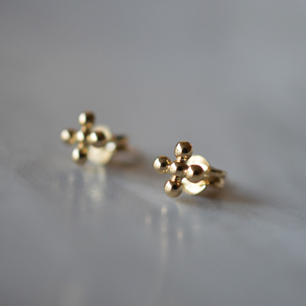 Boucles d'oreilles Croix Laure Or jaune 18 Carats - Maison Laudate
