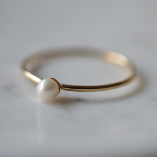 Bague perle or jaune 18 cts