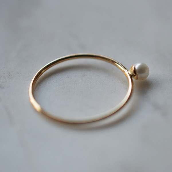 Bague perle or jaune 18 cts