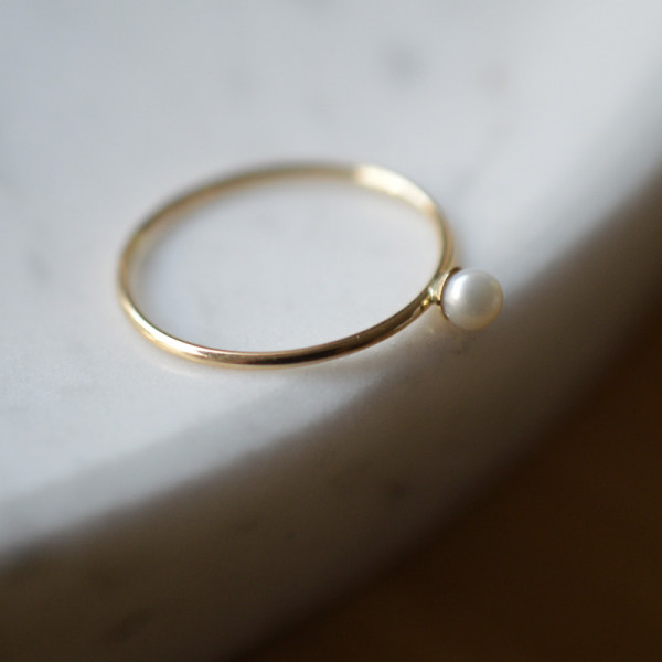 Bague perle or jaune 18 cts