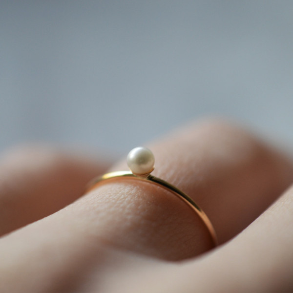 Bague perle or jaune 18 cts