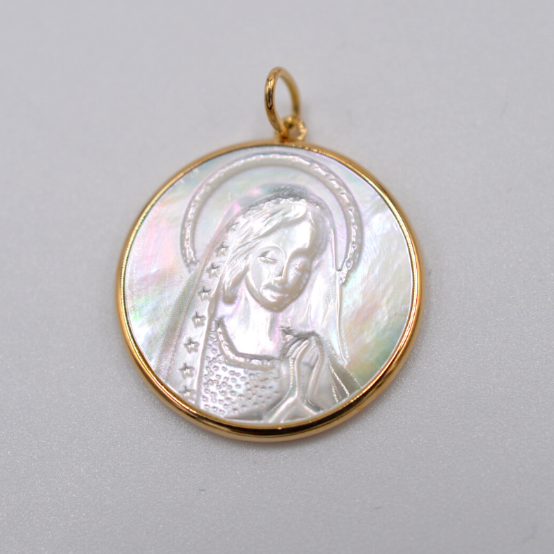 medaille nacre vierge au voile
