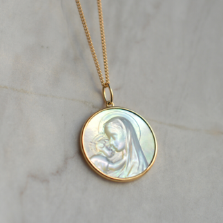 Médaille bapteme vierge à l'enfant rayonnant