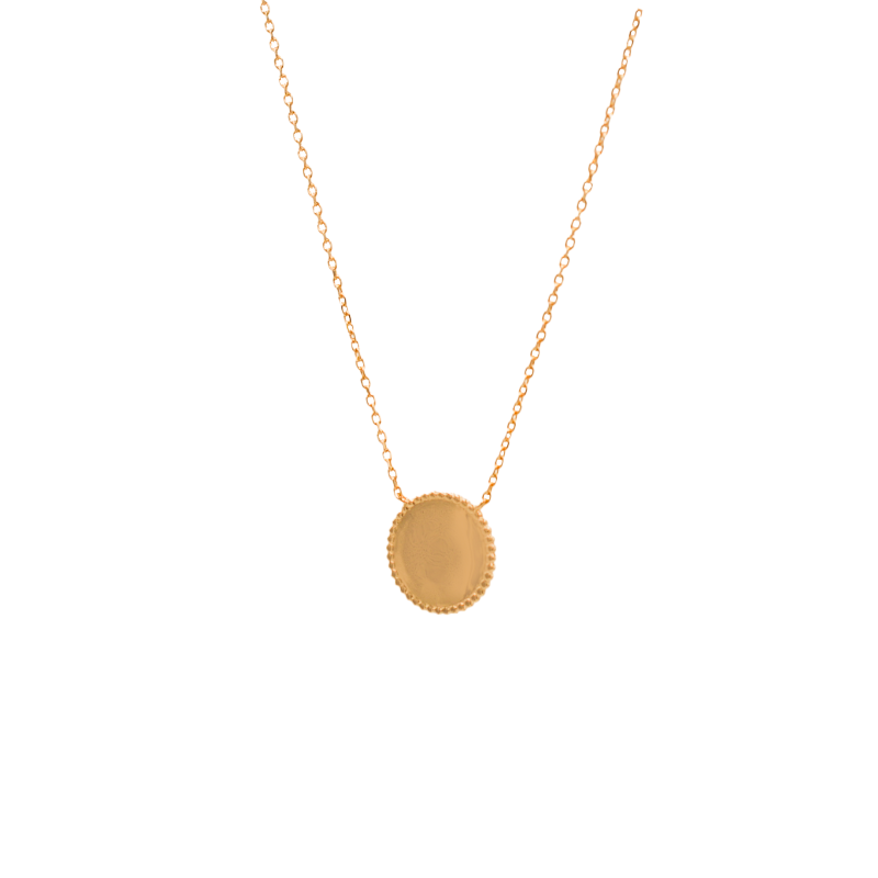 Collier Pendentif Médaille Perlée Adélaïde Plaqué Or - Maison Laudate