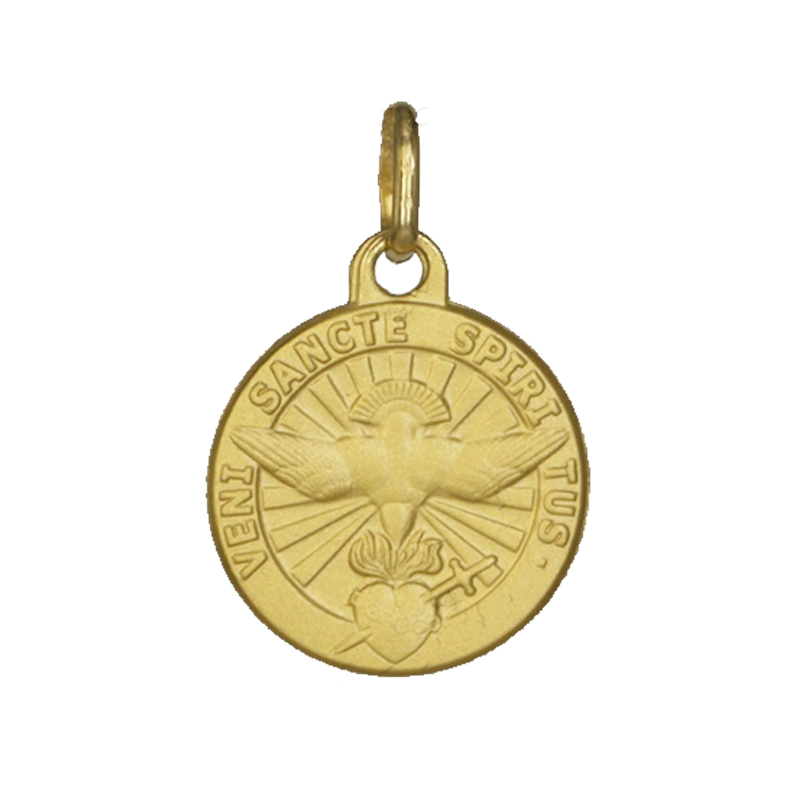 Medaille bapteme or jaune 18 carats symbole Saint Esprit - Maison Laudate Medaille bapteme or jaune 18 carats symbole Saint Esprit - Maison Laudate