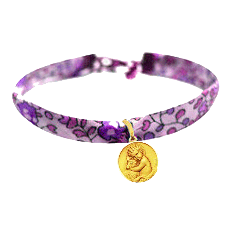 Medaille de bapteme :   mini Jésus - bracelet liberty - Maison Laudate Medaille de bapteme :   mini Jésus - bracelet liberty - Maison Laudate