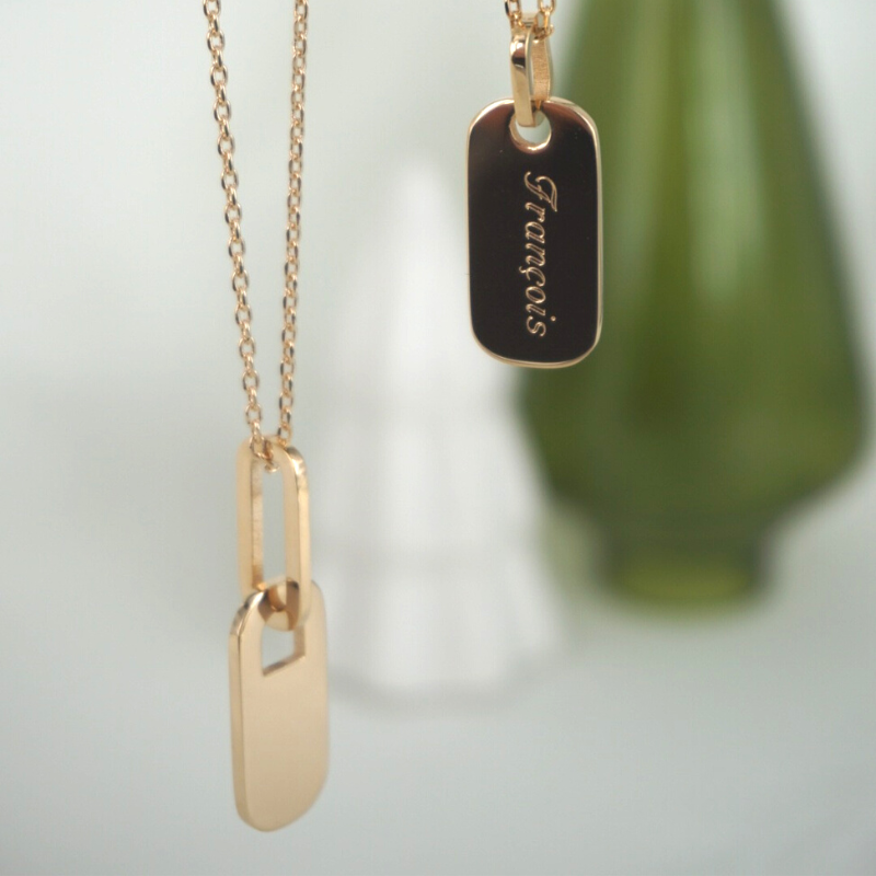 Collier avec Pendentif Rectangulaire Gaelle Plaqué Or - Maison Laudate