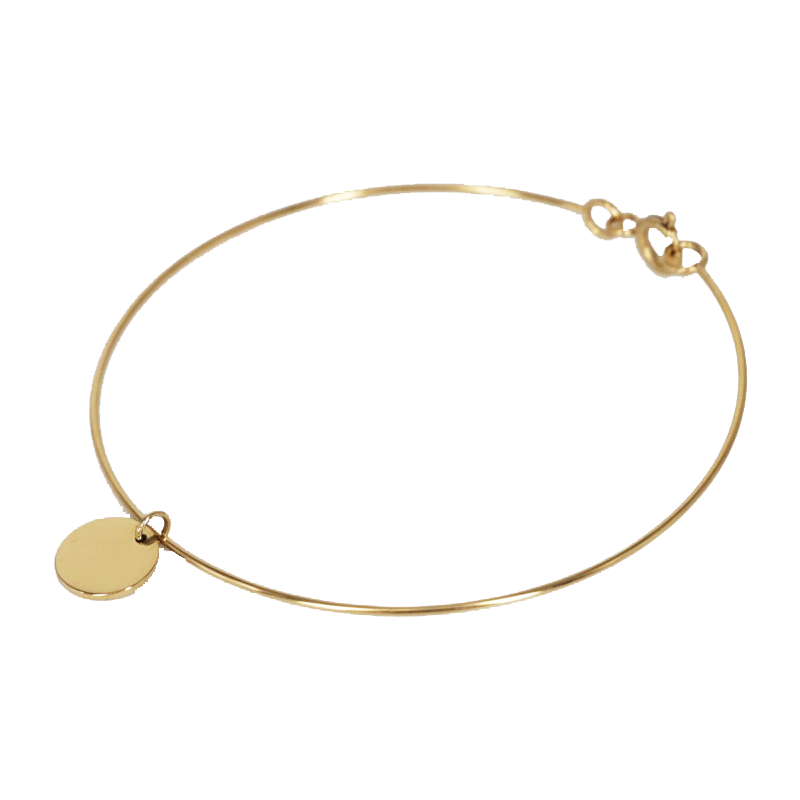 Jonc Capucine para personalizar con Colgante Redondo Bañado en Oro - Laudate