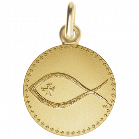 Medaille bapteme Symbole Poisson Ictus