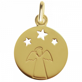 Medaille Ange aux étoiles 9 carats