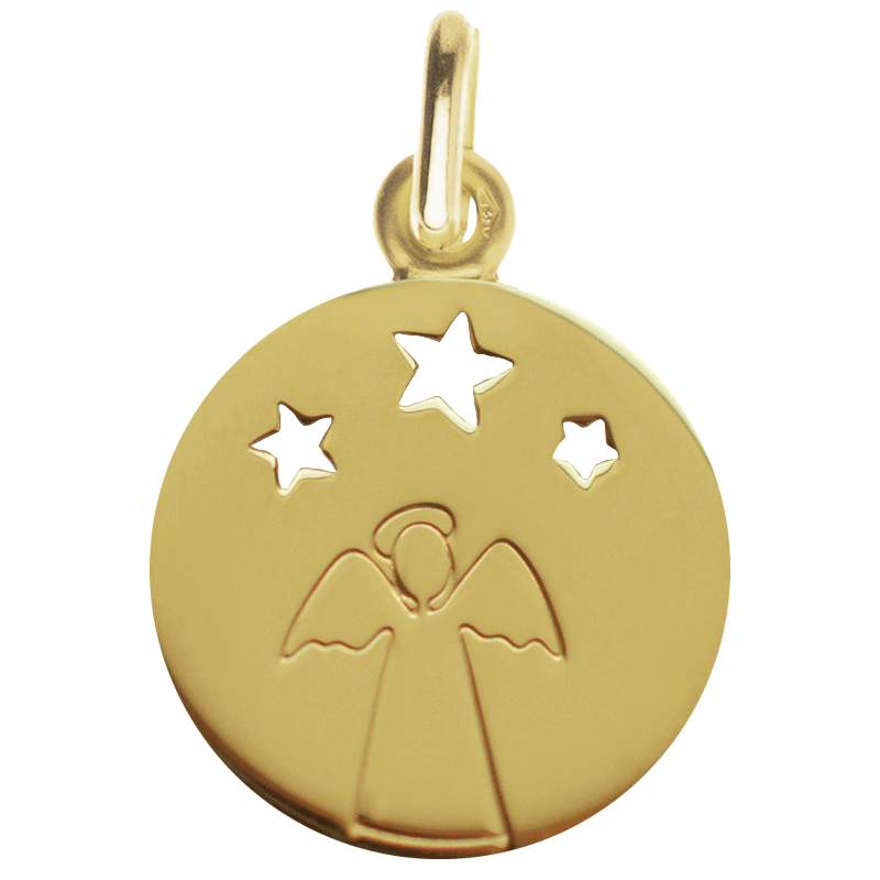 Medaille Ange aux étoiles 9 carats Medaille Ange aux étoiles 9 carats