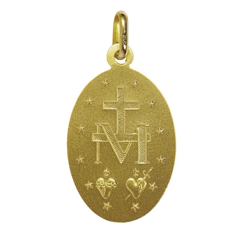 Médaille miraculeuse en or jaune 18 carats l'immaculée conception Médaille miraculeuse en or jaune 18 carats l'immaculée conception