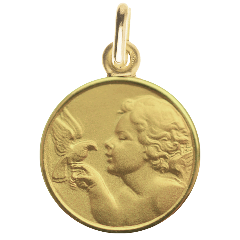 Medaille bapteme Ange à la colombe