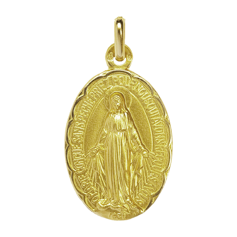 Médaille miraculeuse en or jaune 18 carats l'immaculée conception