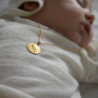 Médaille de baptême Vierge à l'enfant rayonnant et chaine en or 18 carats